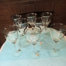 Set Of 8 Pasabahce Glass Champagne Flutes Sil...
