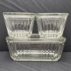 Anchor Hocking 1932 Vintage Design Ribbed Glass Refrigerator Dish Lid Set Of 3