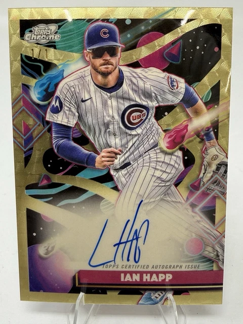 2025 Topps Chrome Cosmic 1/1 Ian Happ CCA-IH SuperFractor Gold Vinyl Chicago Cubs