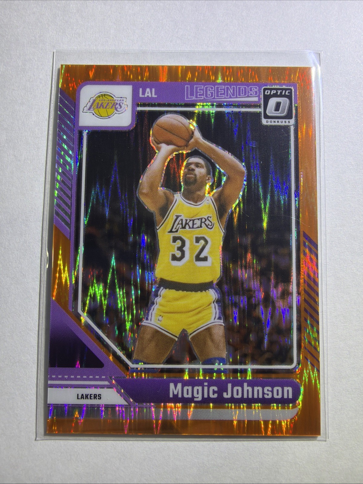 2024-25 Panini Donruss Optic Legends Magic Johnson #239 Orange Shock Prizm /225
