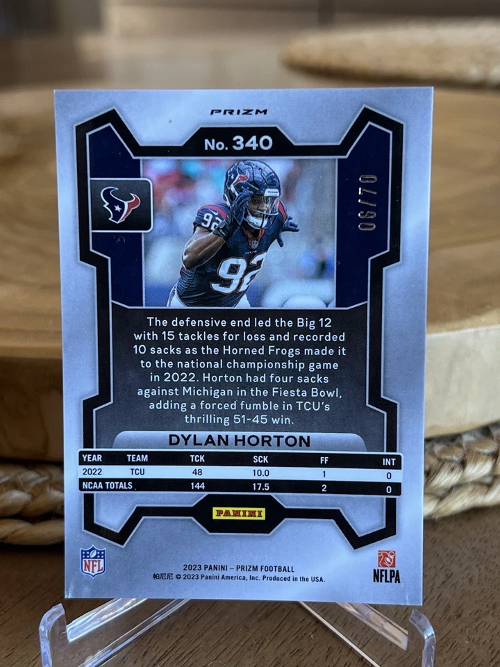 2023 Panini Prizm - Rookies Dylan Horton #340 Red No Huddle Prizm /70 (RC) - Image 2 of 2