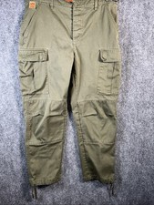 Empyre Cargo Pants Mens 30 Green Relax Adjustable Skater Y2K Baggy Paratroop