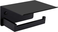 Matte Black Toilet Paper Holder with Storage Shelf, Wall Mounted