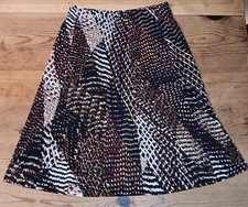 Vtg Jones New York Womens M Skirt A Line Midi Abstract Brown Cream Mesh Lined