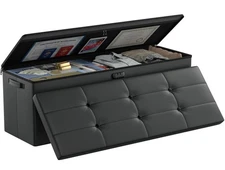 Storage Ottoman Bench,Fireproof＆Waterproof Folding Bench with Lock(15”x 43”x1...