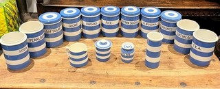 15 Piece Blue Striped Green and Co Gresley Kitchen Pottery Set