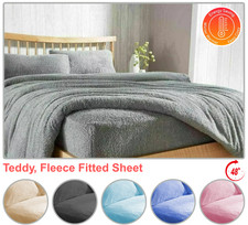 Teddy Bear Fleece Fitted Sheet Extra Deep Soft Warm Cosy Bedding Single King Siz