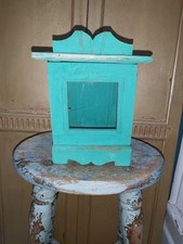 INDIAN RECLAIMED WOODEN PAINTED CABINET  WITH GLASS FRONT DOOR