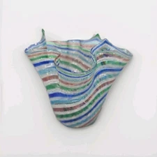 Vintage Murano Ribbon Handkerchief Venetian Art Glass Vase 5.5”