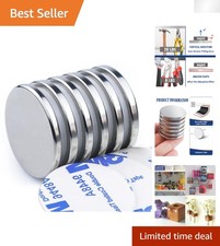 Durable Round Neodymium Magnets 6 Pack  1.26" Diameter with 18 lbs Pull Force
