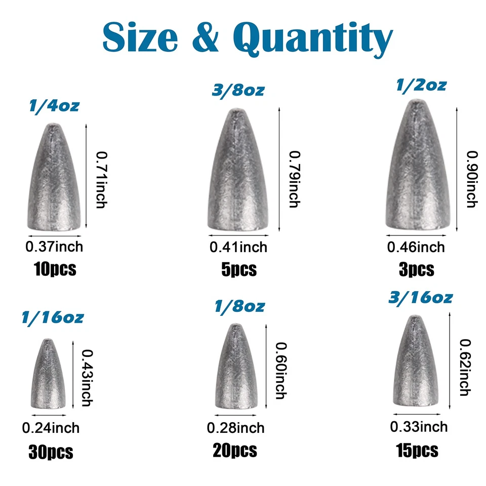 Worm Fishing Sinker Weights Kit, Bass Sinker Fishing Weights Set Assortment S... - Image 2 of 4