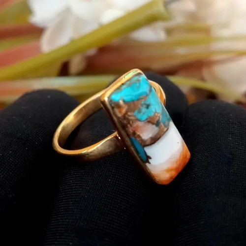 Larimar Birnen Ring 10x14mm vergoldet 925 Sterling Silber Handarbeit Schmuck Geschenk - Bild 8 von 8