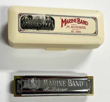 M. HOHNER Marine Band HARMONICA No.1896/20 Key of D, Made in Germany,with Case