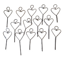 Lot of 15 Heart Shaped Twisted Wire 3" for Crafts