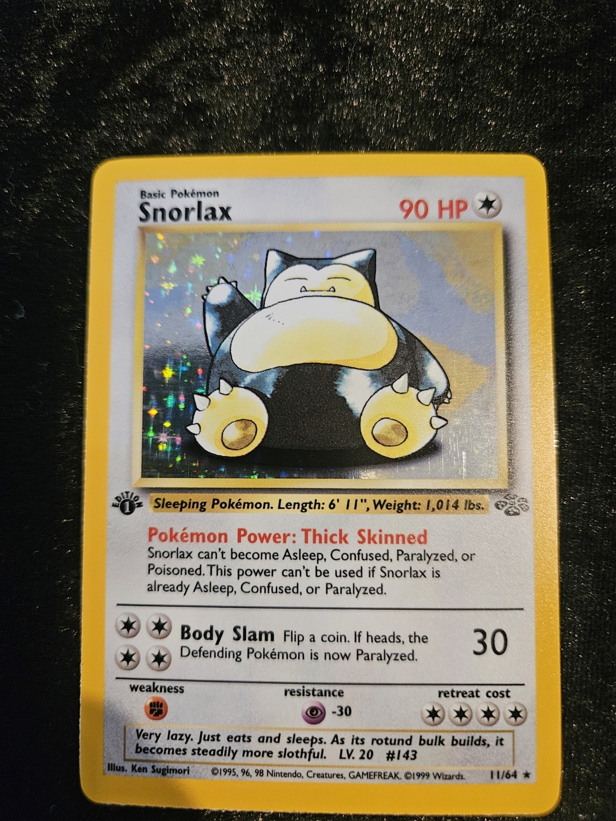 1st Edition Pokémon TCG Snorlax Jungle 11/64 Regular NM/LP
