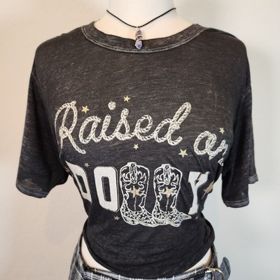 Joie & I Womens T Shirt 1X Gray Raised on Dolly Country Graphic