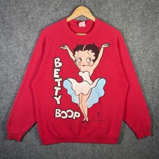 Vintage Betty Boop Sweatshirt Large Red 90s Double Sided FREEZE Cartoon TV Show