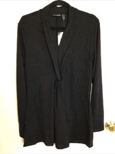 Attitudes By Renee Black Viscose Blend Twist Front Knit V-Neck Tunic Sweater L