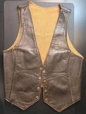 Men's Biker 70's Vintage Brown Distressed Motorcycle Leather Vest