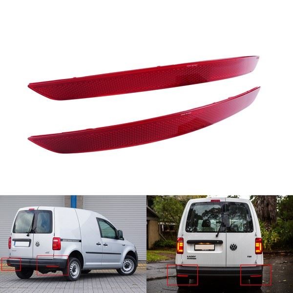 Paar Rote Lichtscheibe Hintere StoßStange Reflektor Deckglas Nein Lampe VW Caddy-image