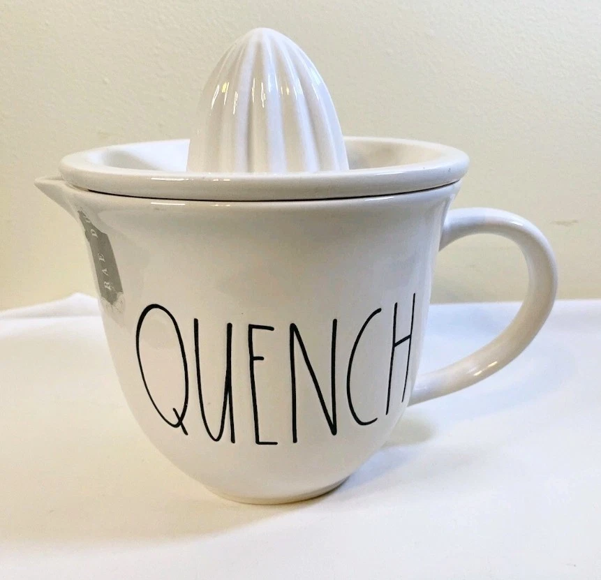 Rae Dunn QUENCH Ceramic Citrus Juicer Reamer White Artisan Collection Crisp NEW