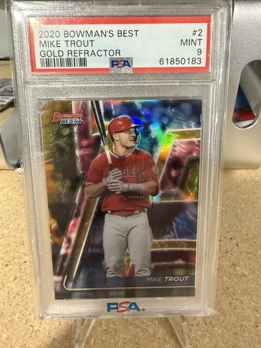 2020 Bowmans Best Mike Trout Gold Refractor /50 PSA 9 Mint #2 SSP Angels