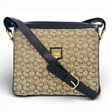 Borsa a tracolla originale CELINE vintage C tela beige da donna RE660