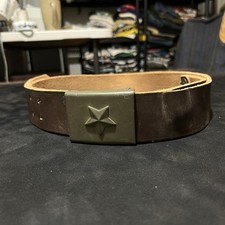 Leather 1950s Belt Polish Hell Star Buckle Steerhide Biker Rockabilly Motorcycle