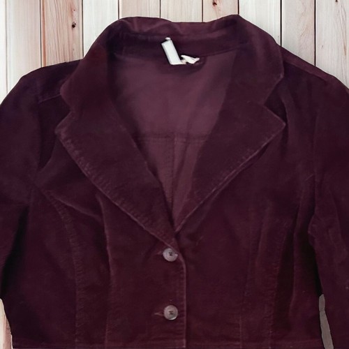 St. John's Bay Stretch Corduroy Jacket Medium Blazer Burgundy Womens Academia - Picture 2 of 8