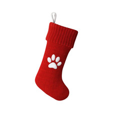 Wondershop Knit Monogram Christmas Stocking Paw Print Red 20"
