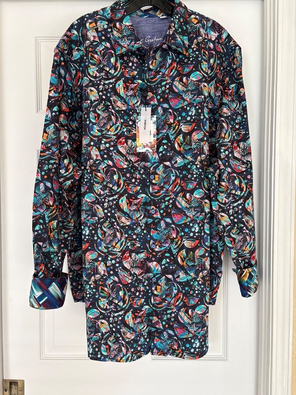 Robert Graham Hemlock Men’s XL T Multicolor Floral Woven Cotton Button-Up