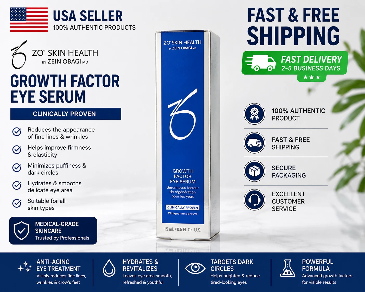ZO Skin Health Growth Factor Eye Serum 15ml (0.5 fl oz)