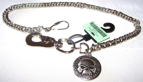 Harley Davidson Willie G Skull Medallion USA Biker Trucker Wallet Chain 26" NWT