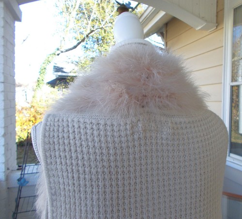 Women's Boston Proper Light Lilac Marabou Feather & Knit Sweater Vest Jacket M - 第 6/10 張圖片