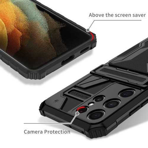 Armor Kickstand Card Holder Rugged Phone Case For Samsung Galaxy S24 S23 S22 S21 - Zdjęcie 14 z 64
