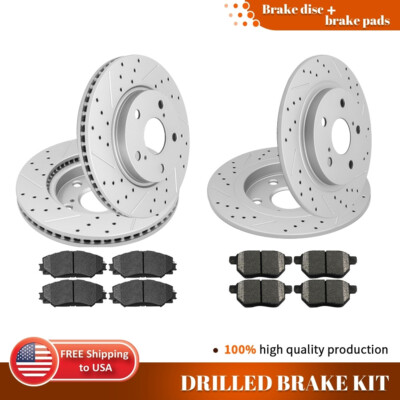 Front & Rear Disc Drilled Rotors + Ceramic Brake Pads for 2008 - 2015 Scion XB