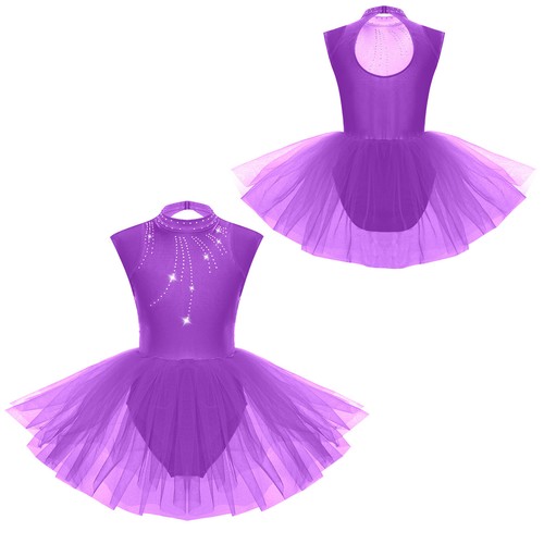 Kids Girls Leotard Activewear Dance Dresses Rhinestones Tutu Stage Toddler - Picture 25 of 56