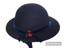 CAPPELLO FELTRO LANA BAMBINA BLU CON PARAORECCHIE