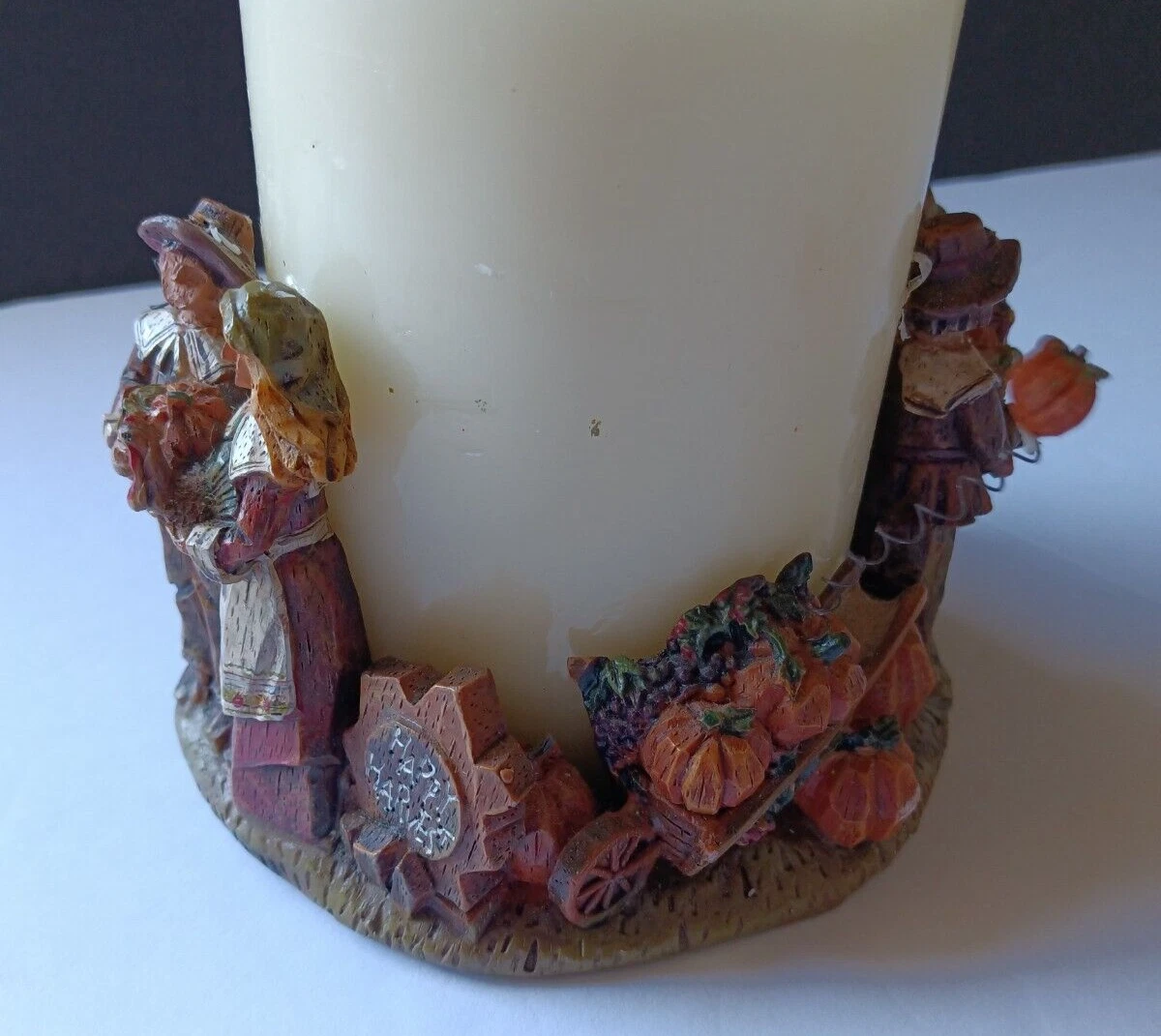 Pillar Candle Holder Fall Pumpkins Harvest Country Thanksgiving Decor