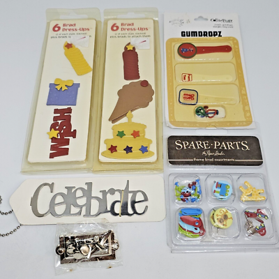 #ad #ad Lot of Embellishments for Scrapbooking Brads Happy Birthday Etc $12.95