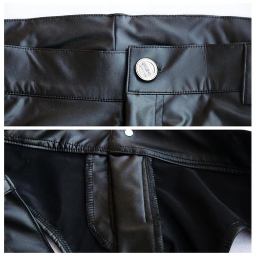 Micro Pantalones Cortos de Cuero Sintético Spandex Látex Calientes Cintura Baja Botín Barra Brillante - Imagen 4 de 5