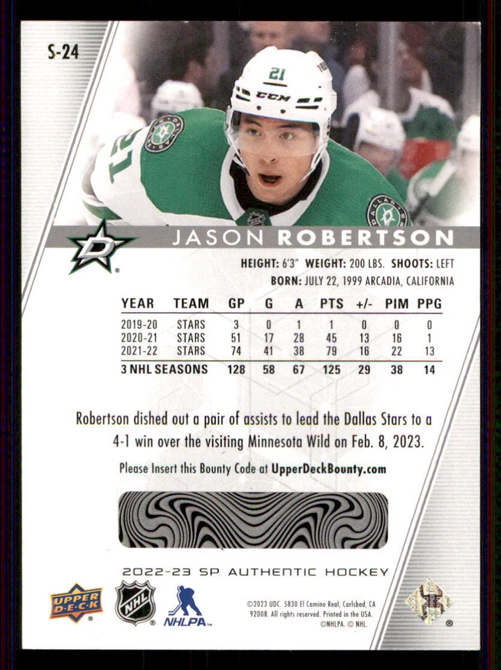 2022-23 SP Authentic Spectrum FX #S24 Jason Robertson - Image 2 of 2