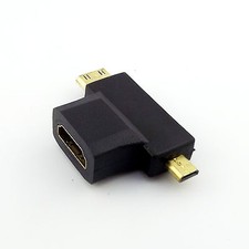 HDMI Female To Mini HDMI Male  Micro HDMI Male 2 in 1 Cable Adapter Connector