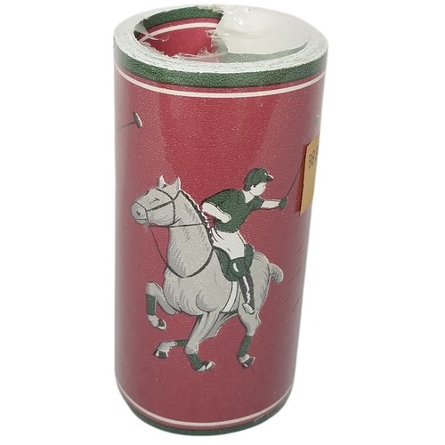 Lot of 35 Rolls Wallpaper Border 4" Polo Horse Equesterian Burgundy Frankford - Picture 3 of 5