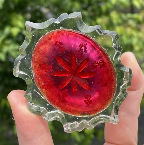 Antique Georgian 18th - Early 19th C. Cut Glass Cranberry Painted Master Salt - Bild 10 von 15