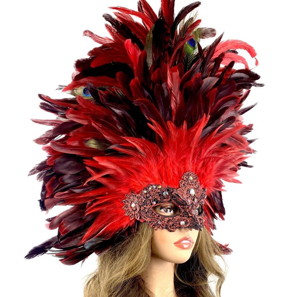 Women Costume Masquerade Party Masks With Feather For Wedding Ball Mask - Image 3 of 3