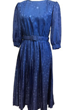 Plaza South Dress  Belt, Small see measurements , Blue, ButtonsVintage