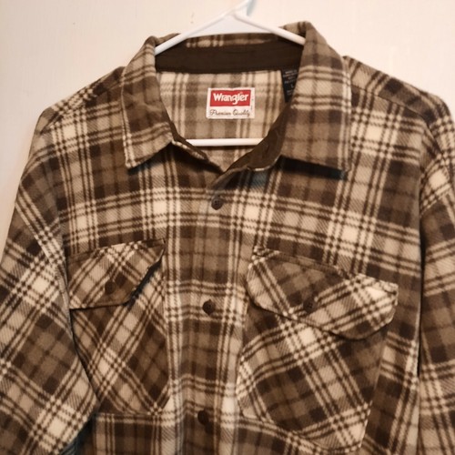 Mens Wrangler Polar Fleece Brown Plaid 