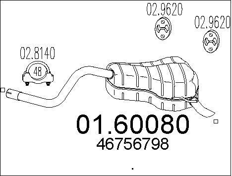 Silencieux arrière Fiat Punto 1.9 DS 60 pot d'échappement terminal pour moteur diesel