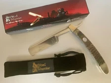Steel Warrior Straight Razor w/ Rams Horn Handle SW-128RH
